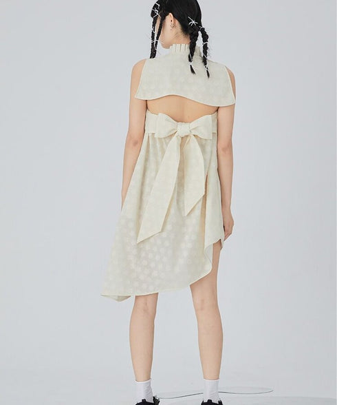 Dot Jacquard Asymmetric Dress